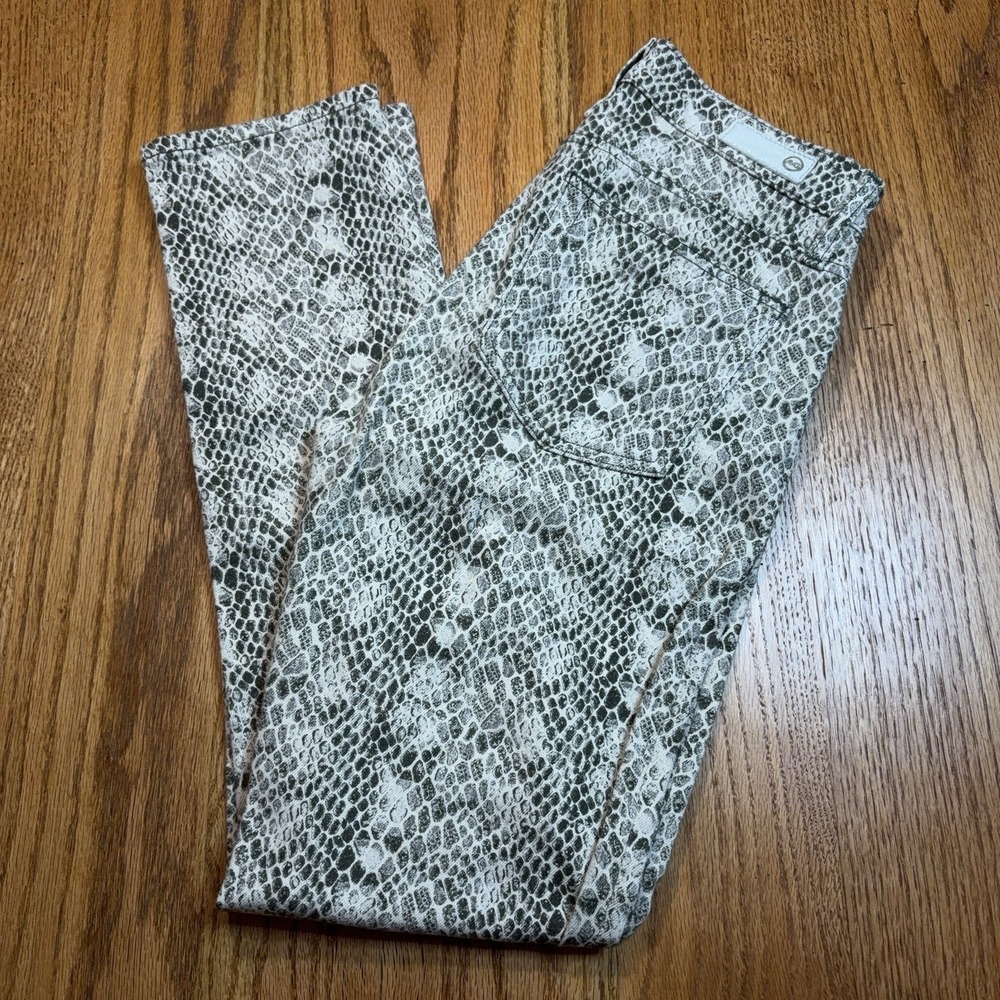 AG Adriano Goldschmied The Mari High Rise Straight Snake Print Jeans Women's 26R